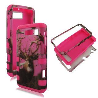 2D Hybrid 3 in 1 Pink Buck Deer Realtree Motorola Electrify M XT901 U.S Cellular High Impact Shock Defender Plastic Outside with Soft Silicon Inside Drop Defender Snap on Cover Case: Cell Phones & Accessories