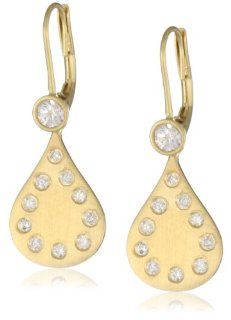 Zaiken Jewelry "Drops of Love Collection" 14K Satin Yellow Gold Diamond Drop Earrings: Jewelry