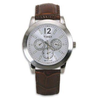 Timex Women's Classic Silver Dial Day & Date Brown Leather Dress Watch T2M880 Watches