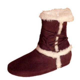 Urbanology Womens Chocolate Brown Faux Suede Booties Fur Boot Slippers Bootie: Shoes
