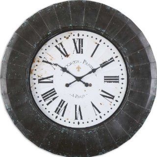 Uttermost Peronell 45" Rustic Black With Aged Blue Accents Wall Clock  