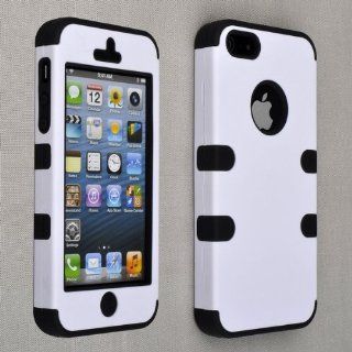 Neewer 	 White Hard Shell Black Silicone Case Hybrid Snap On Cover for iPhone 5: Cell Phones & Accessories