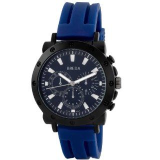 Breda Men's 8136 blue "Tripp" Bold Textured Bezel Silicone Band Watch Watches