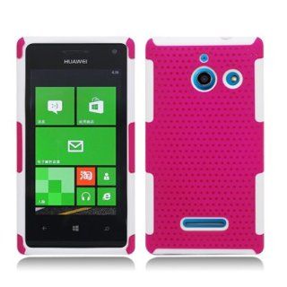 For Huawei W1 H883G (Straight Talk) Grip Hybrid 2 in 1, White+Hot Pink: Cell Phones & Accessories