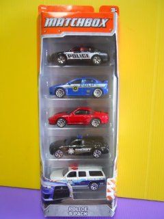2012 Matchbox Police 5 Pack Ford Police Interceptor / Mitsubishi Lancer Evolution X Police / Porsche 911 Turbo / Dodge Magnum / 2000 Chevrolet Suburban: Toys & Games