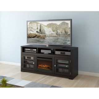 dCOR design West Lake 60 TV Stand with Electric Fireplace F 612 BWT / F 602 