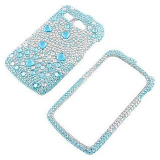 Rhinestones Protector Case for Kyocera Hydro C5170, Blue Silver Gems Full Diamond Cell Phones & Accessories