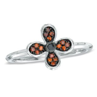 10 CT. T.W. Enhanced Black and Red Diamond Stackable Flower Ring in