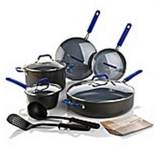 GreenPan Hard Anodized Color Collection 12 piece Gourmet Cookware   BLUE HANDLES   * CUSTOMER PICK*  Cookware Sets  