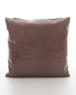 Crackled Leather Pillow, Cocoa   Brunello Cucinelli