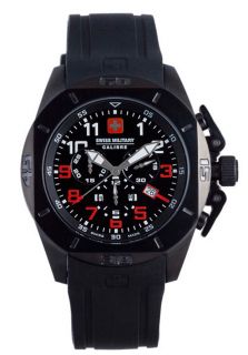Swiss Military Calibre 06 6D1 13 007R.4  Watches,Mens Defender Chronograph Black Dial Black Rubber, Casual Swiss Military Calibre Quartz Watches