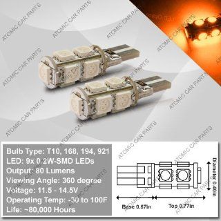 Hi Intensity 360 CANBUS LED Bulbs (9x0.2W)   168/194/921/T10 Type, Amber (Pair): Automotive