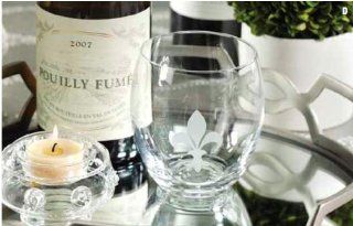 Zodax Fleur De Lis Stemless Wine Glasses   Set of 6: White Wine Glasses: Kitchen & Dining