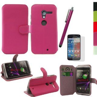 Areser(TM) Moto X Phone Google X Phone Premium PU Leather Case Wallet Case with Free Areser Stylus and Screen Protector (Rose Pink): Cell Phones & Accessories