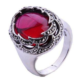 .925 Thai Silver Jewelry Ring for Men's Fashion Gemstone Inlaid Red Corundum Size 6 : Sports Electronics And Gadgets : Sports & Outdoors