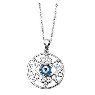 925 Sterling Silver Necklace & Evil Eye Pendant: Jewelry