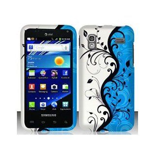 Samsung Captivate Glide 4G i927 (AT&T) Blue/Silver Vines Design Hard Case Snap On Protector Cover + Car Charger + Free Neck Strap + Free Wrist Band: Cell Phones & Accessories