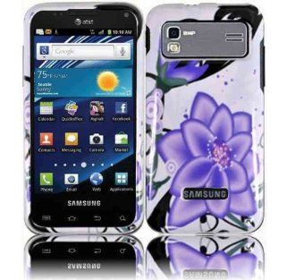 White Purple Flower Hard Cover Case for Samsung Captivate Glide SGH I927 Cell Phones & Accessories