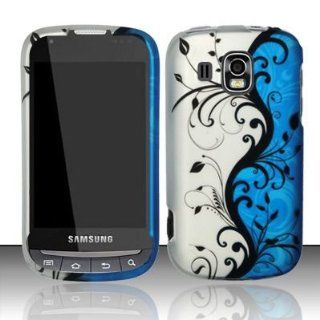 Samsung Transform Ultra M930 Accessory   Blue / Silver Vine Flower Design Protective Hard Case Cover for Sprint / Boost Mobile: Cell Phones & Accessories