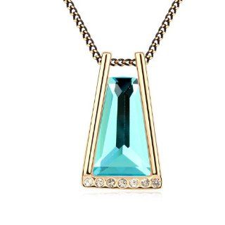 KStyle Jewelry Blue Swarovski Crystal Ladies Women Gold Colour Pendant Necklace SE9901 Jewelry