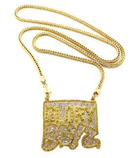 Hot Iced Out Chief Keef's 'GLORY BOYZ' Pendant Necklace w/ 4mm 36" Franco Chain GOLD XP932G: Jewelry