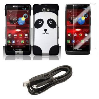 Motorola Droid Razr M XT907 (Verizon) Combo   Panda Design Shield Case + Atom LED Keychain Light + Screen Protector + Micro USB Cable: Cell Phones & Accessories