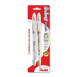Pentel Sunburst Metallic Gel Pen, Medium Line, Permanent Gold and Silver Ink, 2 Pack (K908MBP2XZ) : Gel Ink Rollerball Pens : Office Products
