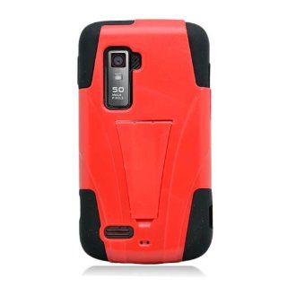 Eagle Cell PHZTEN910YSTBKRD HypeKick Hybrid Protective Gummy TPU Case with Kickstand for ZTE Anthem 4G N910   Retail Packaging   Black/Red: Cell Phones & Accessories