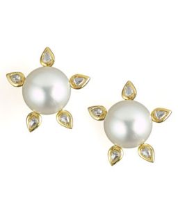 Five Diamond South Sea Earrings   Assael