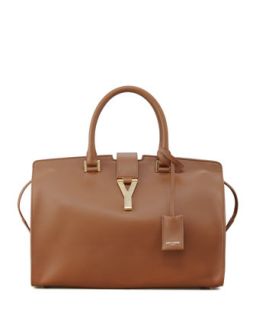Classic Cabas Y Ligne Leather Carryall Bag, Brown   Saint Laurent