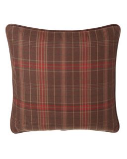 Lara Plaid European Sham with Leather Piping   French Laundry Home