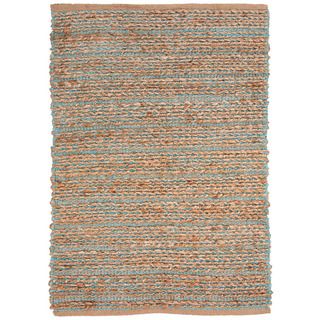 Handmade Naturals Solid Pattern Blue Rug With 0.4 inch Pile (36 X 56)