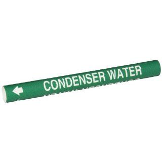 Brady 4039 A Bradysnap On Pipe Marker, B 915, White On Green Coiled Printed Plastic Sheet, Legend "Condenser Water" Industrial Pipe Markers
