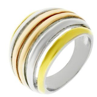 Women's Stainless Steel Multi Colored Ion Plated Ring, Size 5: Jewelry