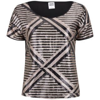 Vero Moda Womens Lima Short Sleeve Metallic Top   Gold      Womens Clothing