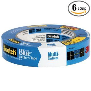 3M Scotch Blue 2090 Safe Release Crepe Paper Multi Surfaces Painters Masking Tape, 27 lbs/in Tensile Strength, 60 yds Length x 1" Width, Blue (Pack of 6): Industrial & Scientific