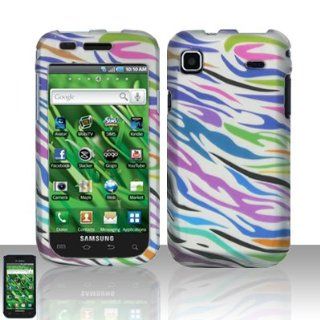 Pink Green Purple Blue Black Color Zebra Stripe Rubberized Design Snap on Hard Cover Protector Faceplate Cell Phone Case for T Mobile Samsung Vibrant T959 Galaxy S 4G + LCD Screen Guard Film + Free iTuffy Flannel Bag: Cell Phones & Accessories