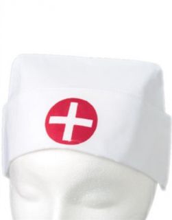 White Cotton Costume Nurse Hat Red Cross Uniform Cap: Clothing