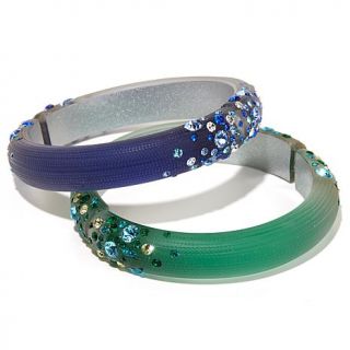 Rara Avis by Iris Apfel Colored Acrylic Multicolor Crystal 2 piece Bangle Brace