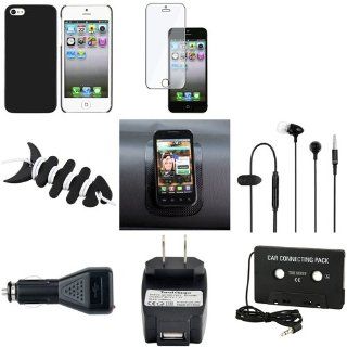 CommonByte Black Full Set Cool Combo Case+Clear Film+Headset+Charger For Apple iPhone 5 5G: Cell Phones & Accessories