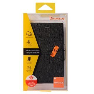 Baseus Stand Flip Premium PU Thin Leather Cover Case for Nokia Lumia 928 (Black): Cell Phones & Accessories