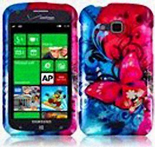 Blue Hot Pink Butterfly Flower Hard Cover Case for Samsung ATIV Odyssey SCH I930: Cell Phones & Accessories