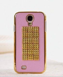 Lattest Diamond Studded Rivet Back Cover Metal Nails Hardshell PU Leather Case for Samsung Galaxy S4 I9500 SIV Pink: Cell Phones & Accessories