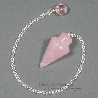 Rose Quartz Smooth Cone Crystal Pendulum w/ Swarovski Crystal Finger Grip, SSP14 : Other Products : Everything Else