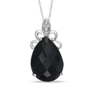 Pear Shaped Onyx and Diamond Accent Pendant in 10K White Gold   Zales