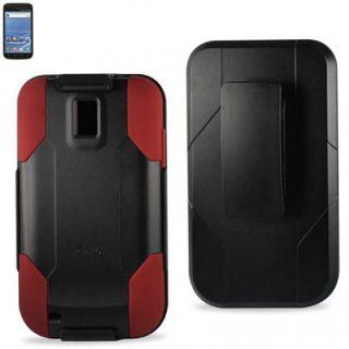 Reiko RKSLCPC09 SAMT989BKRD Hard Cover Case with Holster Combo for Samsung Galaxy S II/T989   1 Pack   Retail Packaging   Black/Red: Cell Phones & Accessories