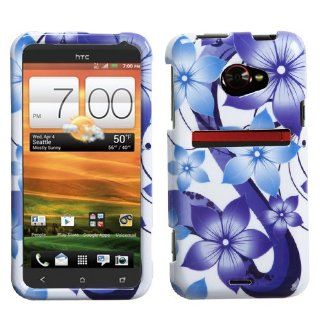 MYBAT HTCEVO4GLTEHPCIM989NP Slim and Stylish Protective Case for HTC EVO 4G LTE   1 Pack   Retail Packaging   Blue Hibiscus Flower Romance: Cell Phones & Accessories