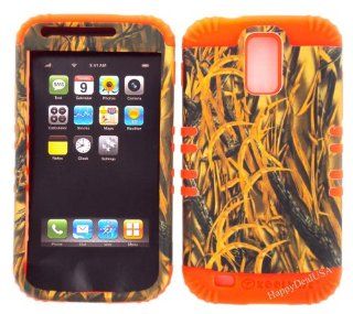 2 in 1 Hybrid Case Protector for T mobile Samsung Galaxy S2 S 2 ll T989 Phone Hard Cover Faceplate Snap On Orange Silicone + Shedder Grass: Cell Phones & Accessories