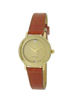 Le Chateau #955LG_GLD Women's Gold Diamond Accented Dome Crystal Leather Dress Watch: Watches
