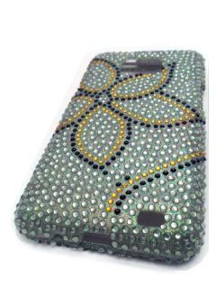 Straight Talk Samsung Galaxy S959G S2 SII II 2 Teal Green Flower Bling Gem Jewel HARD Case Skin Cover Mobile Phone Accessory: Cell Phones & Accessories